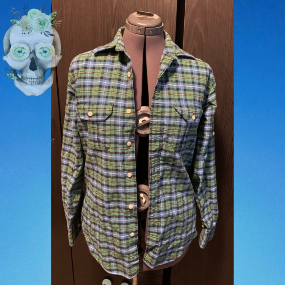 Blue and Green Plaid Shirt